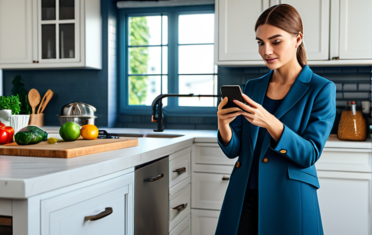 Financial Management**
"A person using a smartphone to manage their finances, looking at a budgeting app, modern kitchen background, fully clothed, professional attire, safe for work, appropriate content, perfect anatomy, natural proportions, family-friendly, soft lighting, high quality."
**