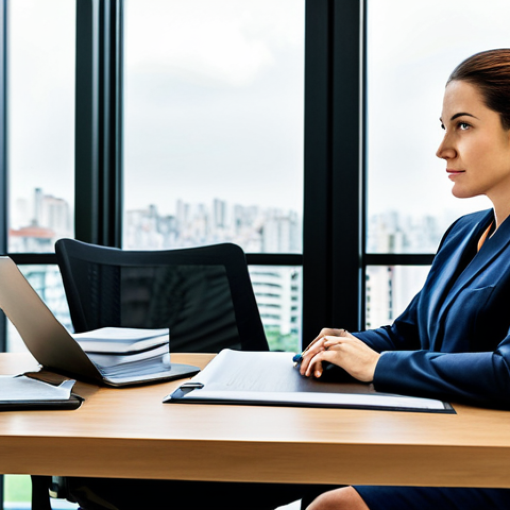 ** A professional businesswoman in a modest business suit, sitting at a desk in a modern office in São Paulo, Brazil. Fully clothed, appropriate attire. Safe for work, perfect anatomy, natural proportions, professional photography, high quality.
2. **