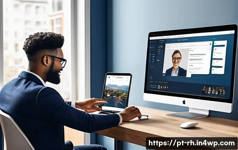 온라인 자원 활용을 위한 전문 커뮤니티 - A vibrant online community scene showing diverse professionals actively engaging in a well-organized...